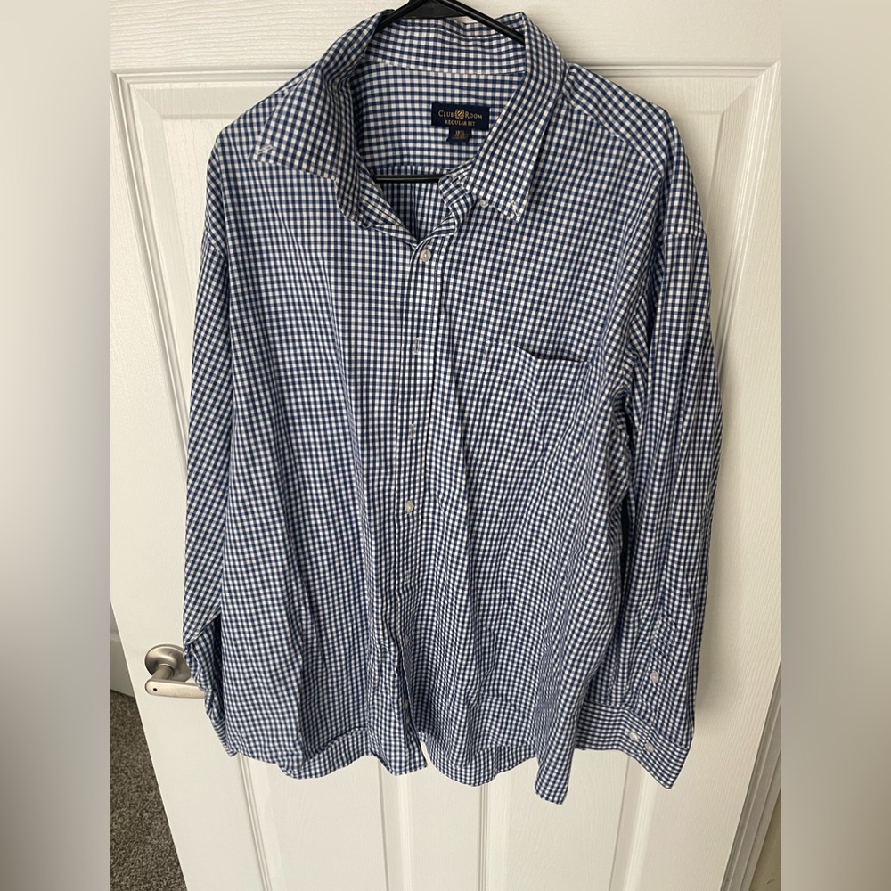 Blue checkerboard  button up